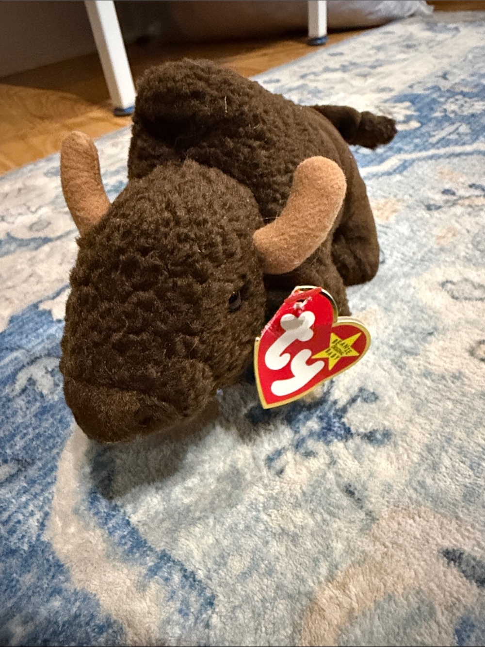 Ty Brown Buffalo Plush Beanie with Tan Horns